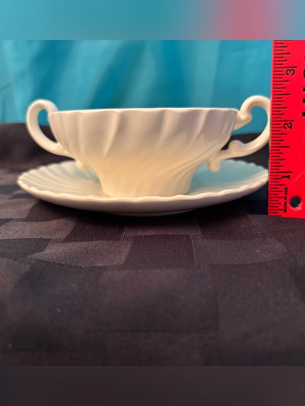Vintage Franciscan Coronado Matte Off‑White Cream Soup Bowl & Saucer Set